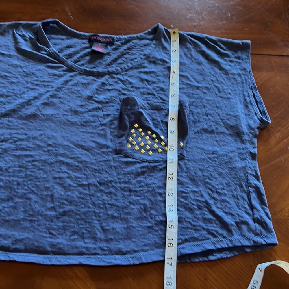 Mascara XL Blue Burnout Crop Top Studded Pocket Cropped - Picture 9 of 9